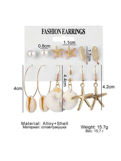 6 PAIRS SUMMER EARRINGS