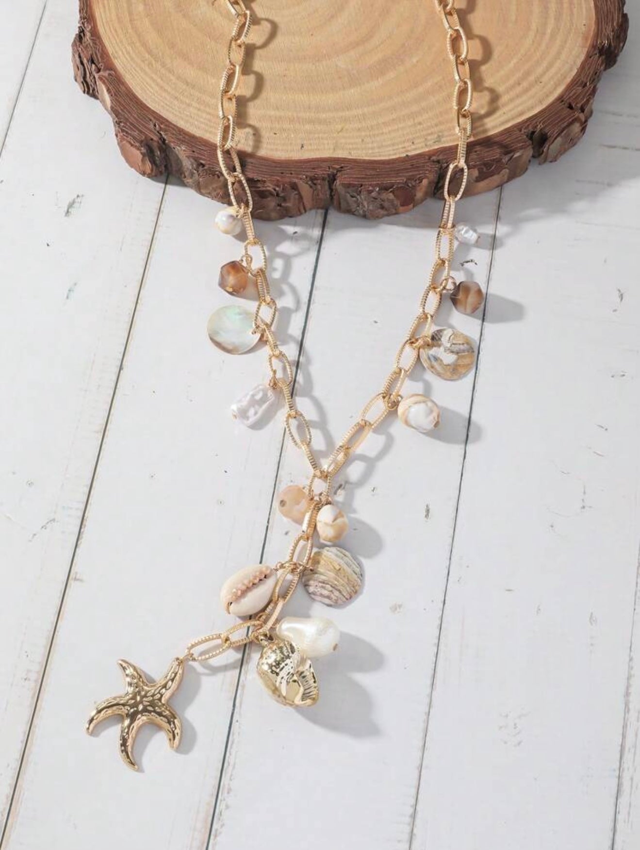 STARFISH BEADED LONG SUMMER NECKLACE