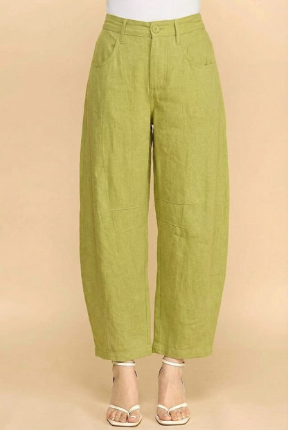 LINEN BARREL PANTS