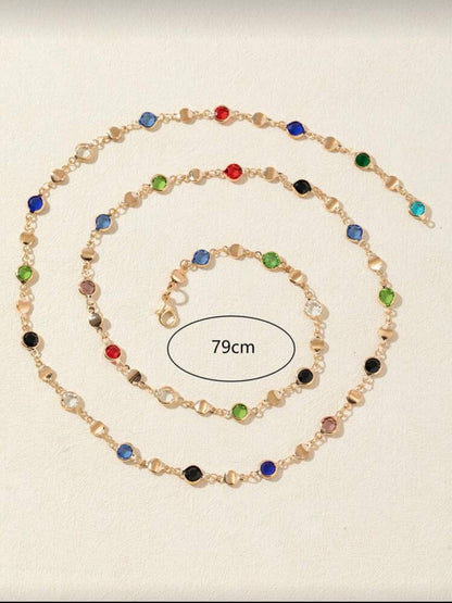 MULTI COLOR Y SHAPED LONG NECKLACE
