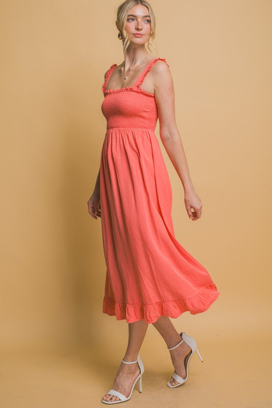 SMOCKED MAXI DRESS