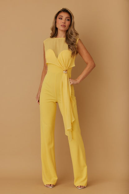 SHEER ELEGANT DRAPED JUMPSUIT