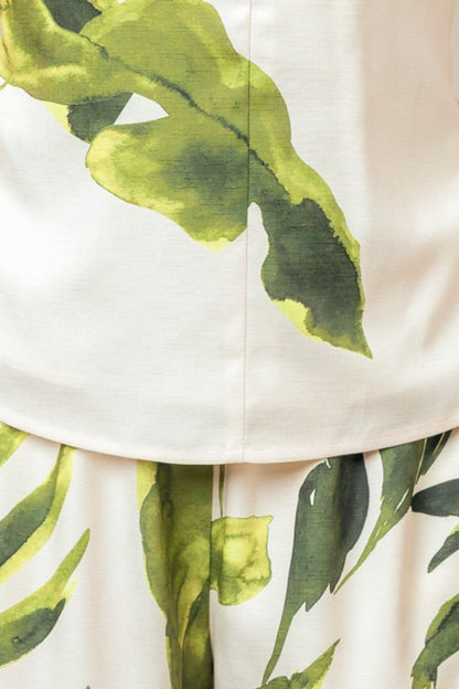 PRINTED HALTER NECK TOP WIDE LEG PANTS SET