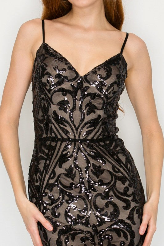 SEQUIN EMBELLISHED CORSET MAXI MERMAID COCKTAIL DREAS