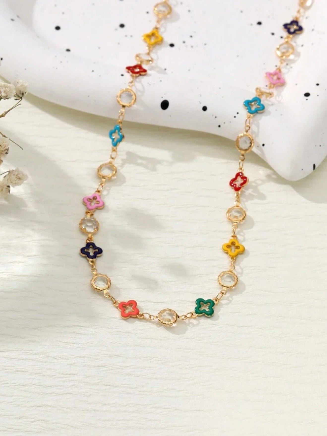 COLORFUL FLOWER CHAIN NECKLACE