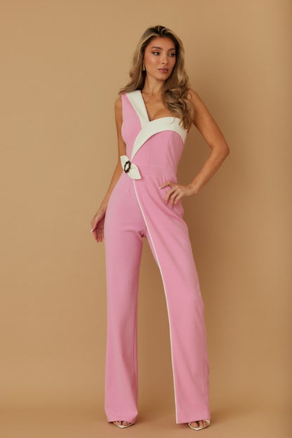 UNEVEN HALF SHOULDER STRAP JUMPSUIT