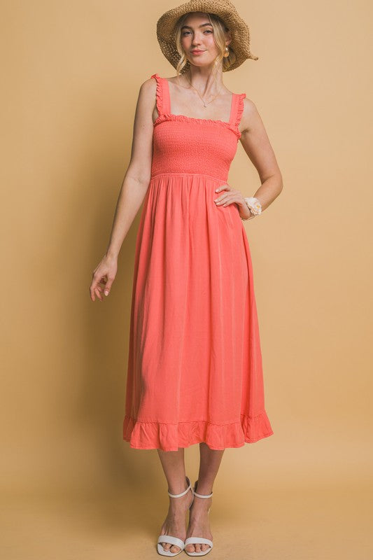 SMOCKED MAXI DRESS