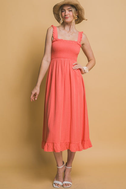 SMOCKED MAXI DRESS