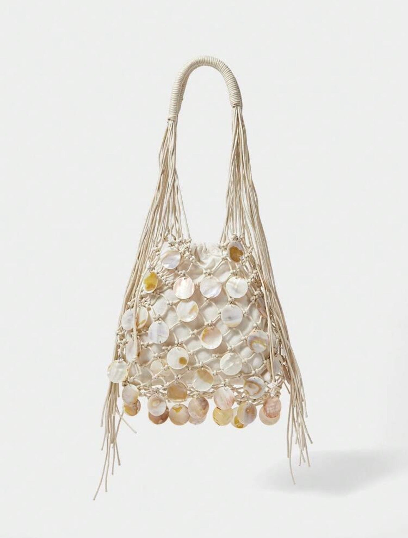 SHELL CROCHET TASSEL BEACH HANDBAG