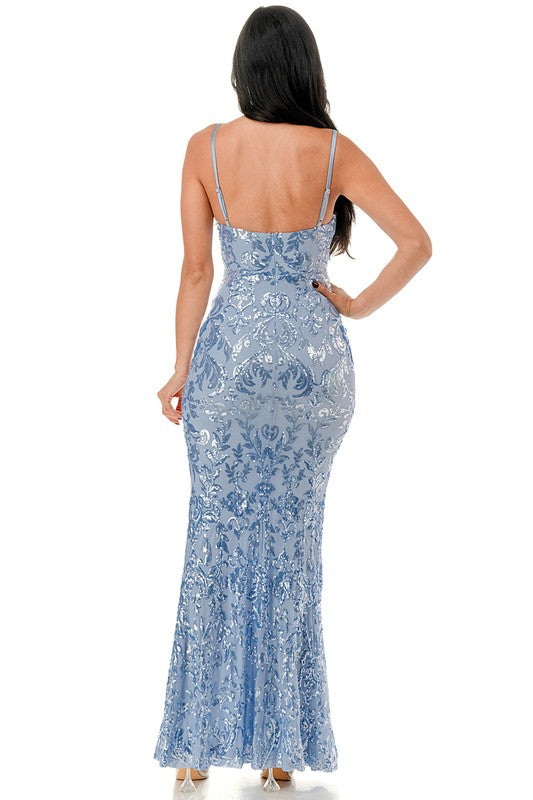 SEQUIN EMBELLISHED SWEETHEART CORSET MAXI DRESS