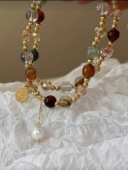 FAUX PEARL & CRYSTAL BRACELET