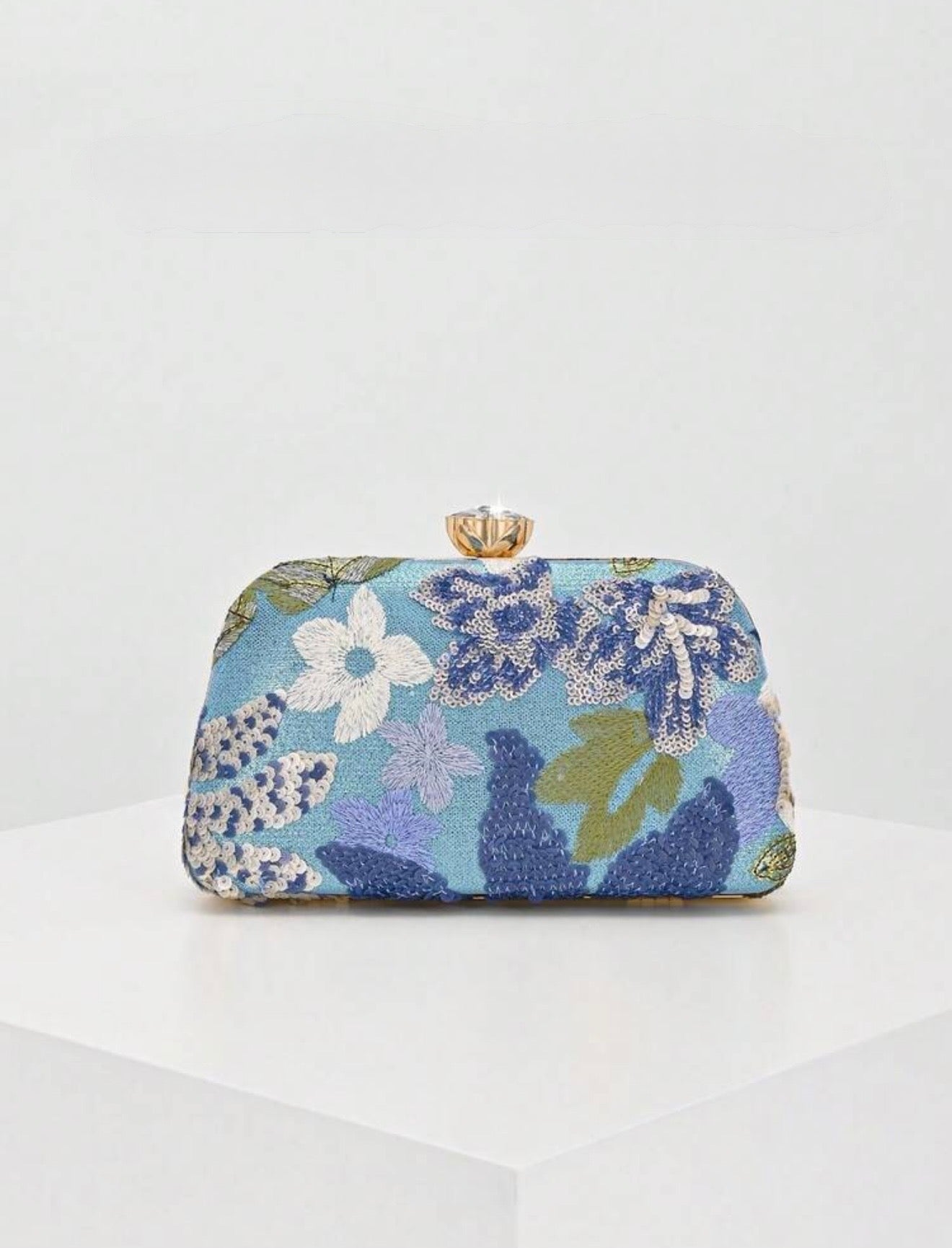 MULTI COLOT SEQUIN FLORAL EVENING CLUTCH BAG