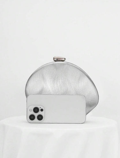 RIPPLE DESING BOX SHAPED EVENING CLUTCH BAG
