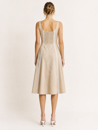 LACE TRIM DETAIL MIDI DRESS