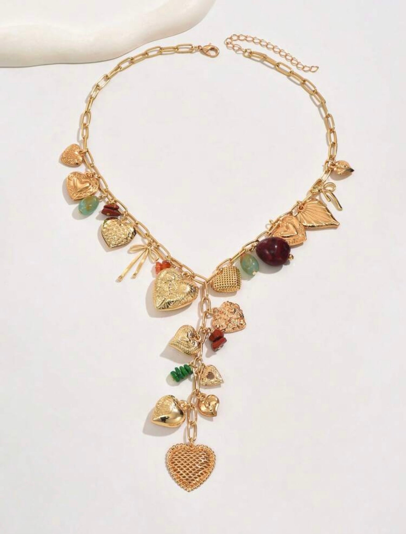 GOLD HEARTS PENDANT Y LONG NECKLACE