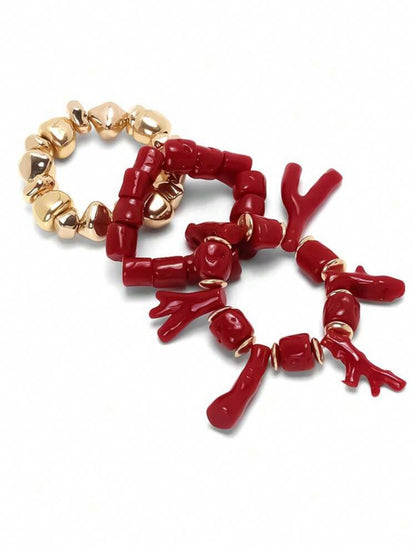 3 PCS CORAL RESIGN STACKED BRACELETS