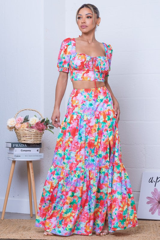 SWEETHEART CROP TOP AND MAXI sKIRT