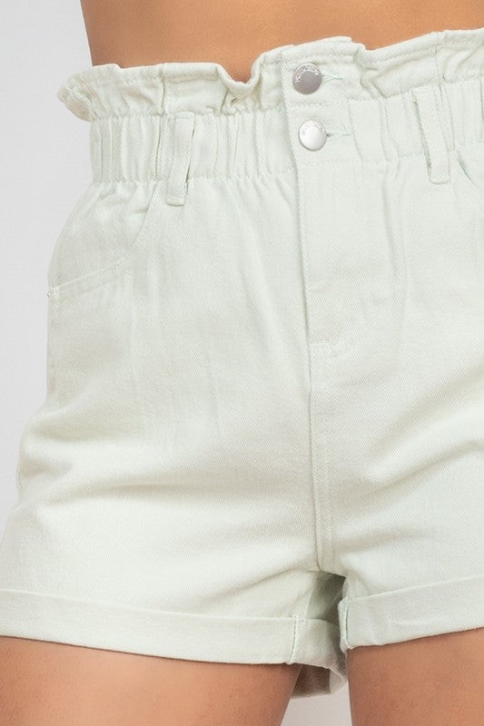 PAPER BAG 2 BUTTONS DENIM SHORT