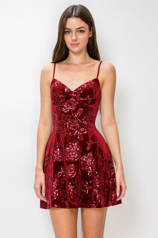 SEQUINED MINI PARTY DRESS