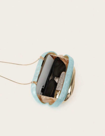 ACRYLIC SHELL BOX EVENING CLUTCH PURSE