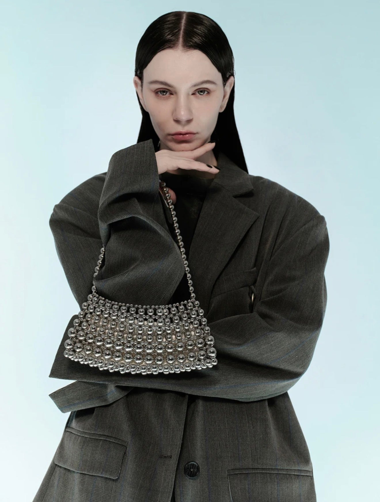 PEAR EMBELLISHED TOTE CLUTCH BAG
