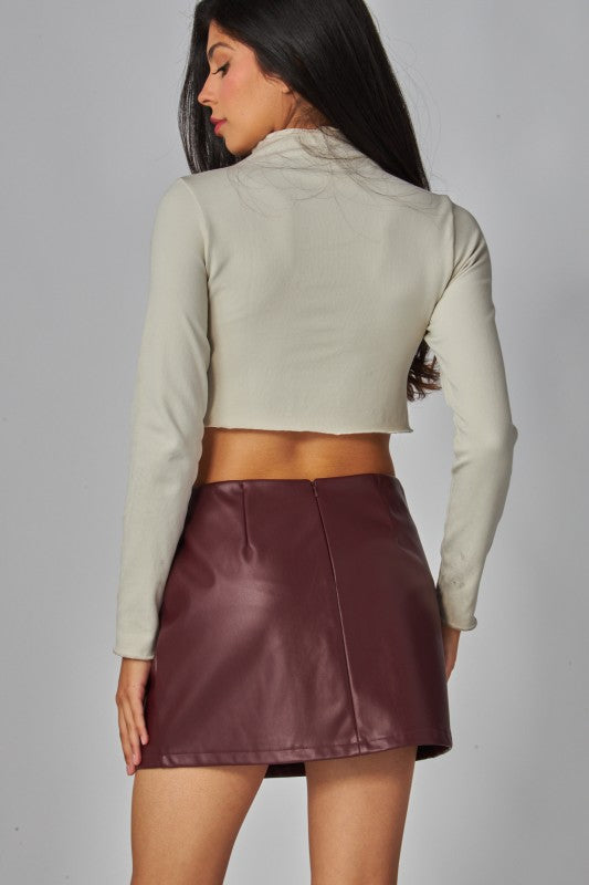FAUX LEATHER MINI SKORT