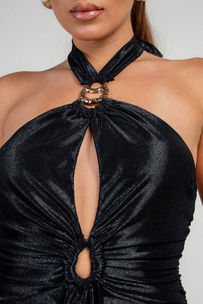 HALTER CUT OUT MINI PARTY DRESS