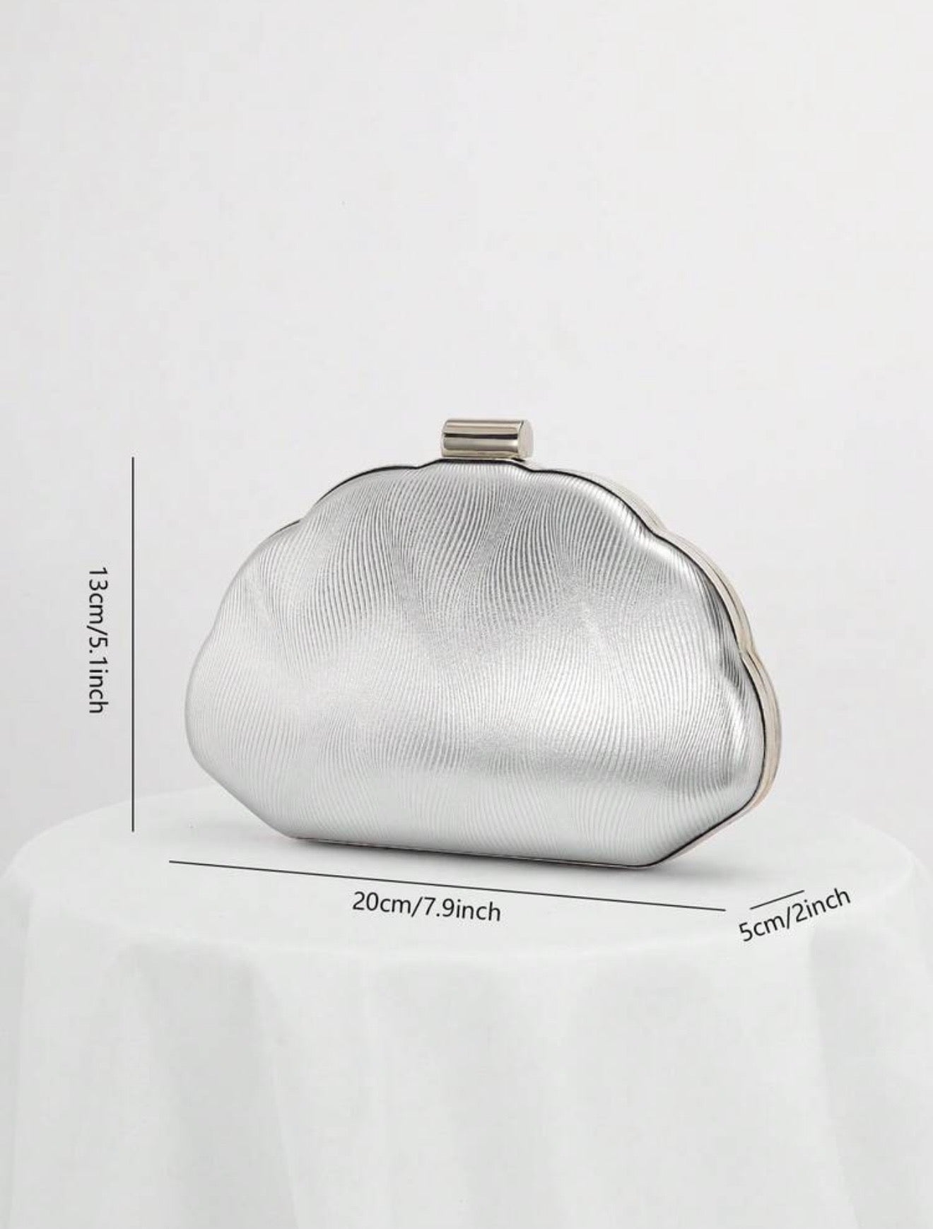 SEASHELL PU LEATHER BOX SHAPED EVENING CLUTCH BAG