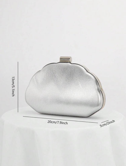 SEASHELL PU LEATHER BOX SHAPED EVENING CLUTCH BAG