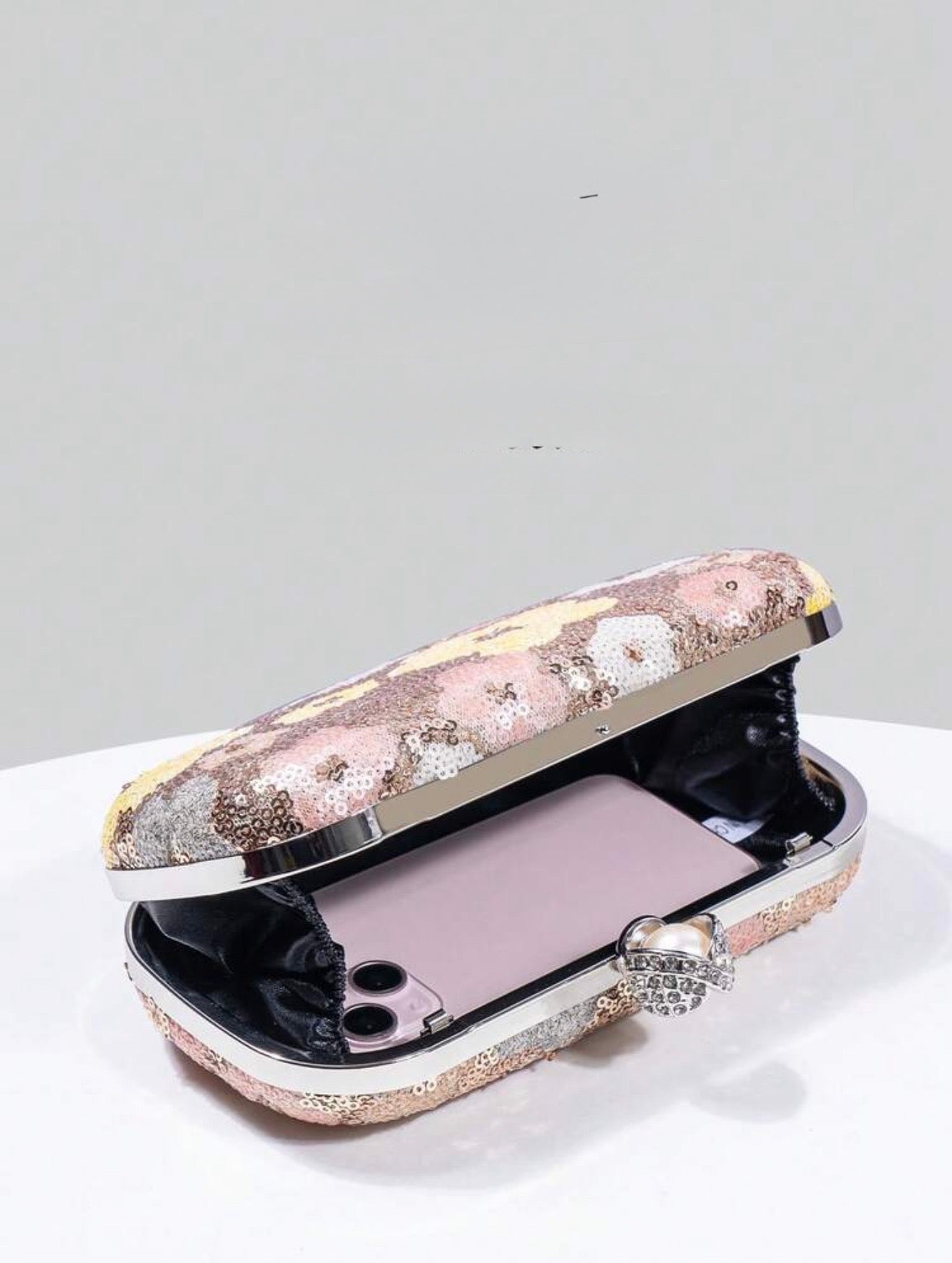 FLORAL SEQUIN EVENING CLUTCH BAG