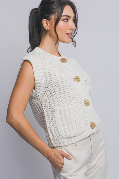 GOLD BUTTON DOWN KNIT VEST