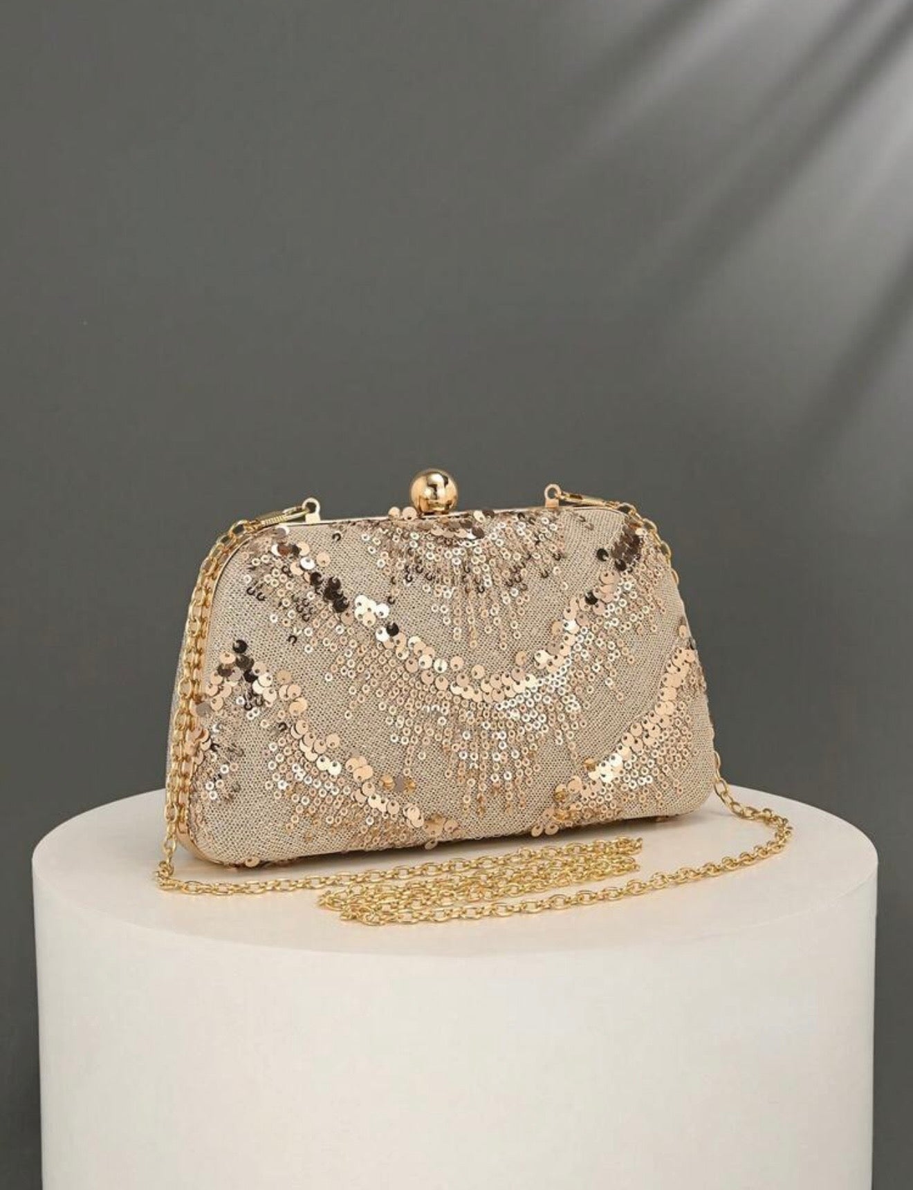 VINTAGE SHINY SEQUINED EMBROIDERED EVENING CLUTCH
