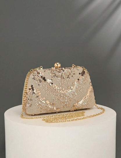 VINTAGE SHINY SEQUINED EMBROIDERED EVENING CLUTCH