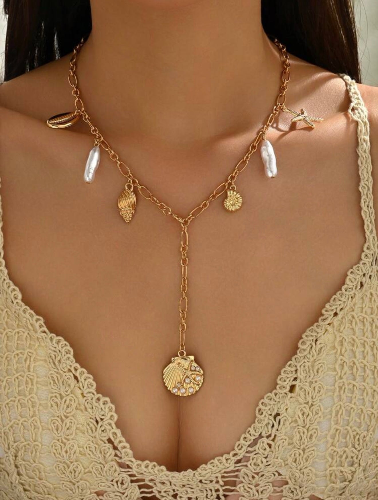 Y SHAPED SUMMER PENDANT NECKLACE