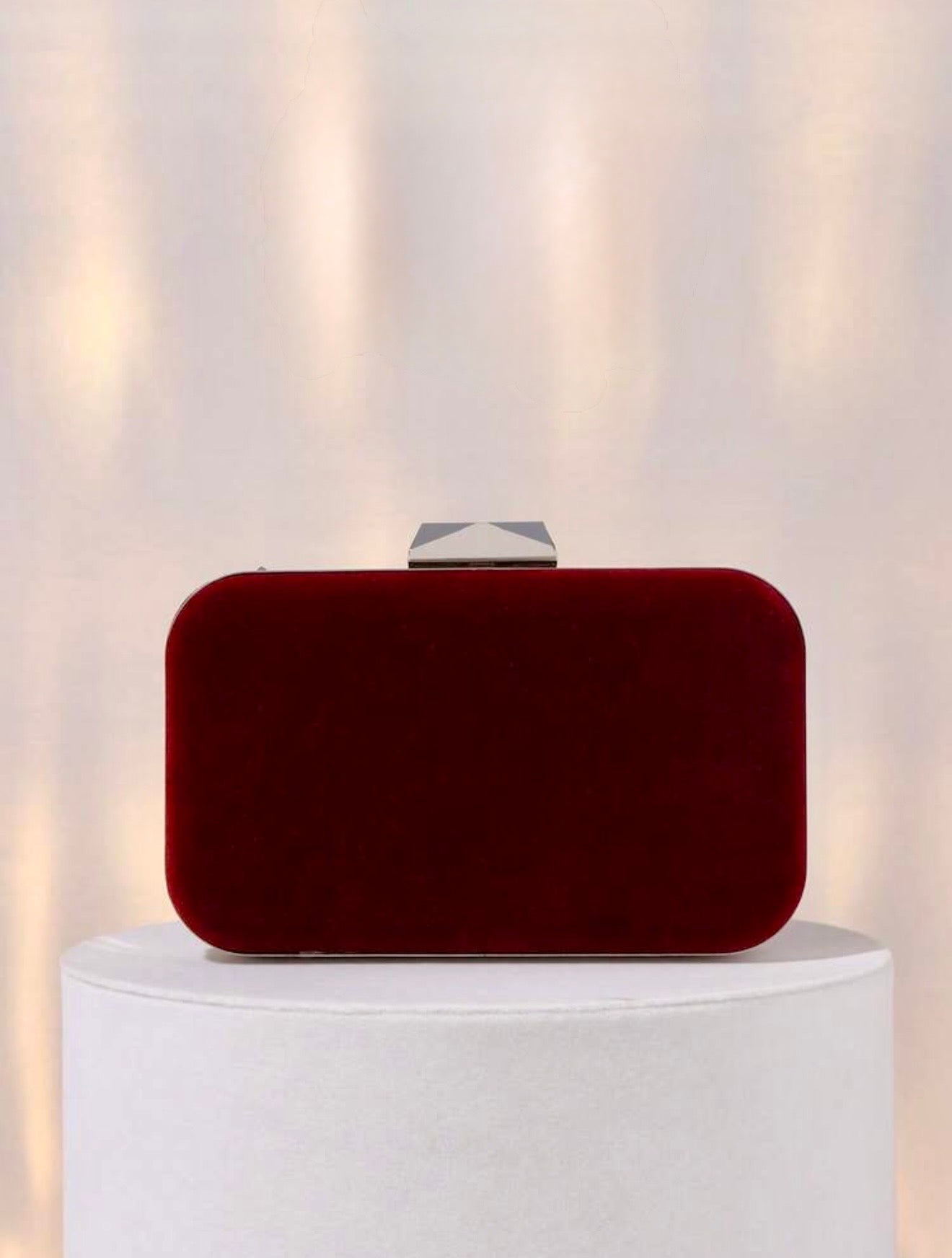 ELGANT VELVET DIAMOND SEQUIN BOX-SHAPED EVENING CLUTCH