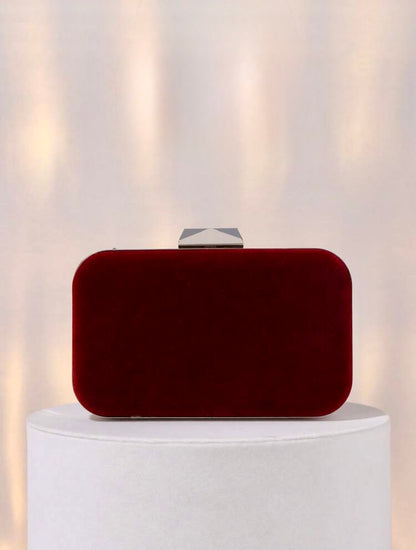 ELGANT VELVET DIAMOND SEQUIN BOX-SHAPED EVENING CLUTCH