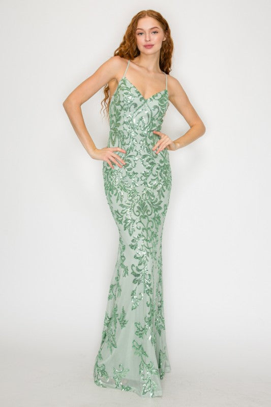 Sequin Embellished Criss Cross Maxi Dress