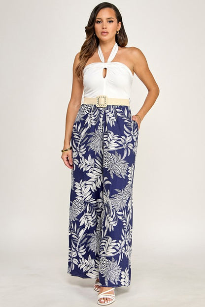 HALTER JUMPSUIT W/ CONTRAST BOTTOM