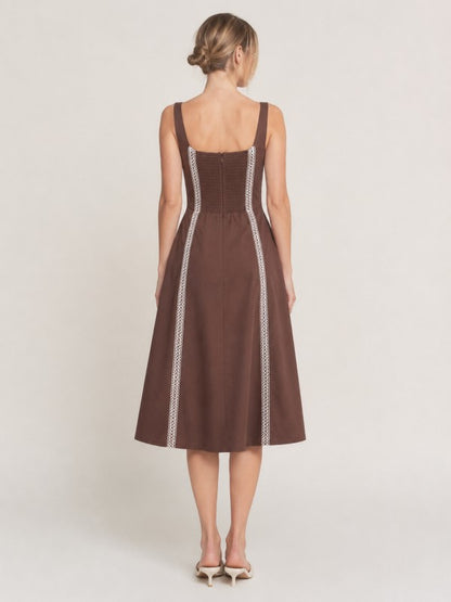 LACE TRIM DETAIL MIDI DRESS