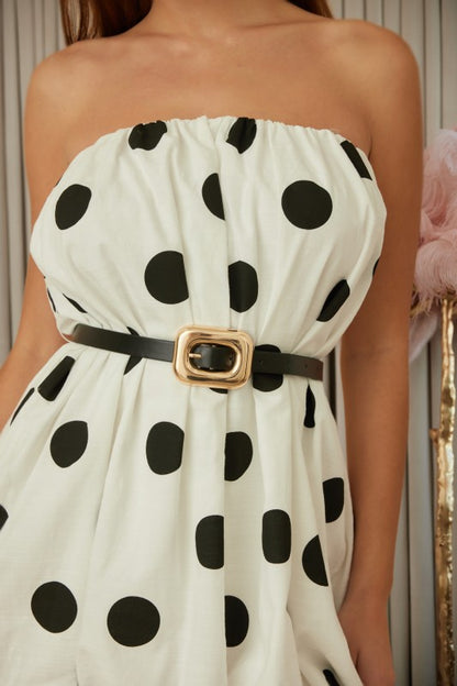 BUBBLE LINEN POLKA DOT MINI DRESS