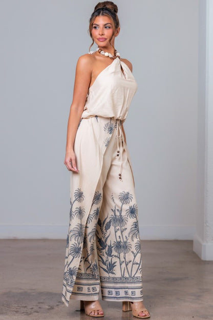 HALTER TOP AND FRONT TIE PANTS SET