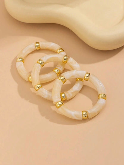 3 PIECES ACRYLIC BAMBO BEADS STACKING BRACELETS