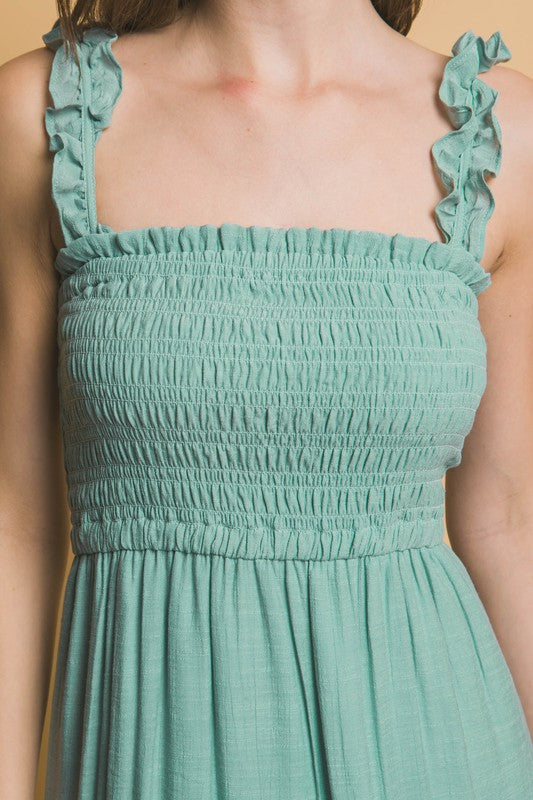 SMOCKED BODICE MAXI DRESS