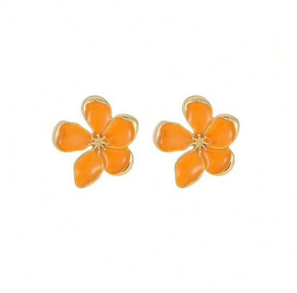 ORANGE FLORAL STUD EARRINGS