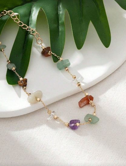 COLORFUL NATURAL STONE BEADED BRACELET