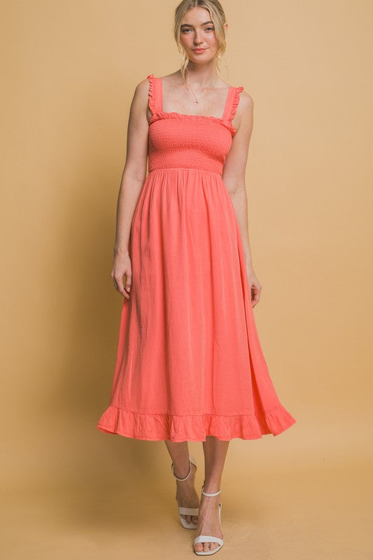 SMOCKED MAXI DRESS