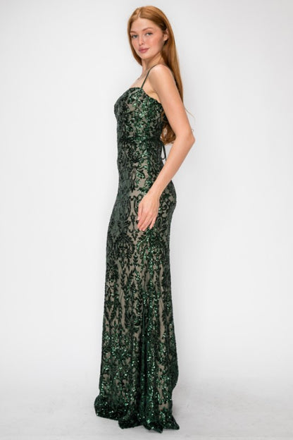 SEQUIN EMBELLISHED CORSET MAXI MERMAID COCKTAIL DREAS