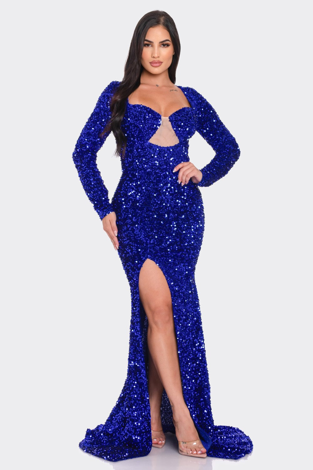 SEQUIN HIGH SLIT MAXI Cocktail  DRESS