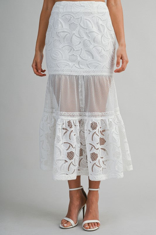 EMBROIDERED LACE TUBE TOP AND MERMAID SKIRT SE