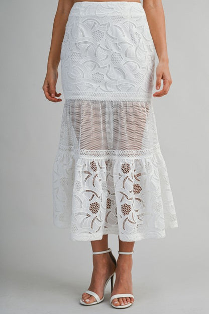 EMBROIDERED LACE TUBE TOP AND MERMAID SKIRT SE